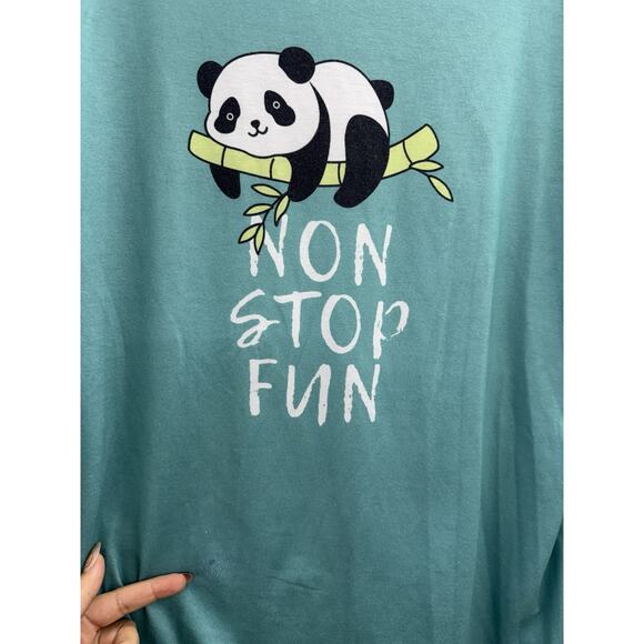 Unbranded Womens Pajamas Size Large Two Piece Set Blue Panda Long Sleeve - Picture 3 of 13